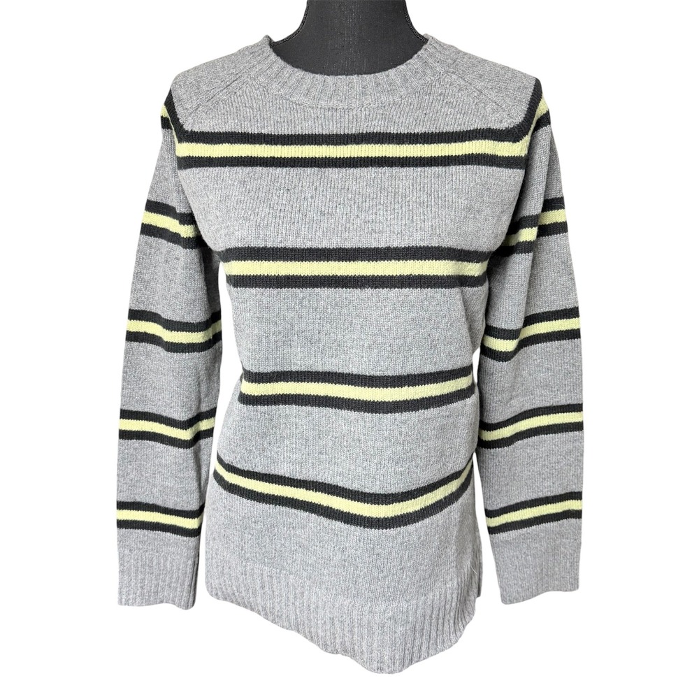 Gray and Lime Oversized Raglan Pullover Sweater